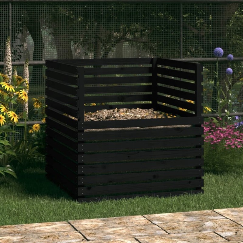 Black composter 100x100x102 cm solid pine wood