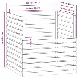 Black composter 100x100x102 cm solid pine wood
