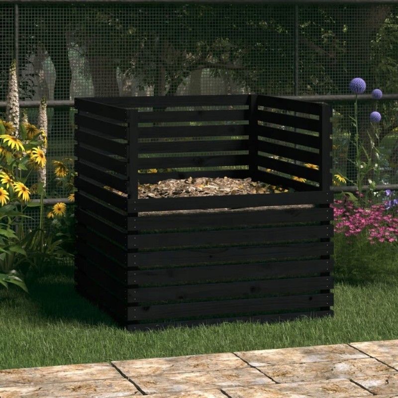 Black composter 100x100x102 cm solid wood