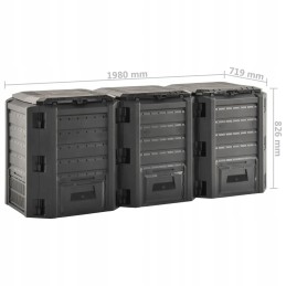 Vidaxl sodo komposteris juodas 1200 l