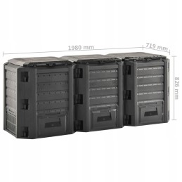 Vidaxl sodo komposteris juodas 1200 l