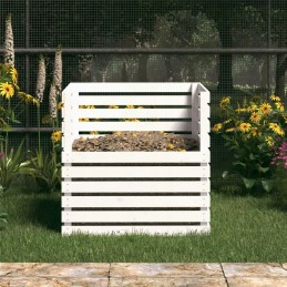 White composter 80x80x78 cm solid pine wood