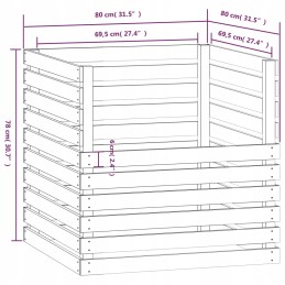 White composter 80x80x78 cm solid pine wood