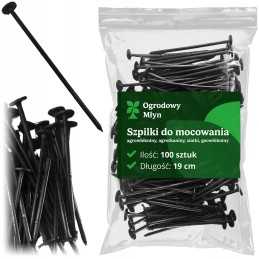 Smeigtukai agrotekstilei, 19 cm, 100 vnt, lygūs, plastikiniai