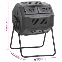Garden composter black 73x64x95 cm 160 l