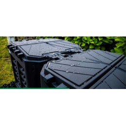 Aiakomposter 1260 l, suur, must, modulaarne, tasuta komposti aktivaator