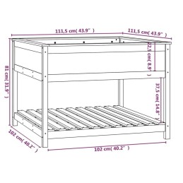 Vidaxl lillepott riiuliga, hall, 111,5x111,5x81 cm, täismännipuit