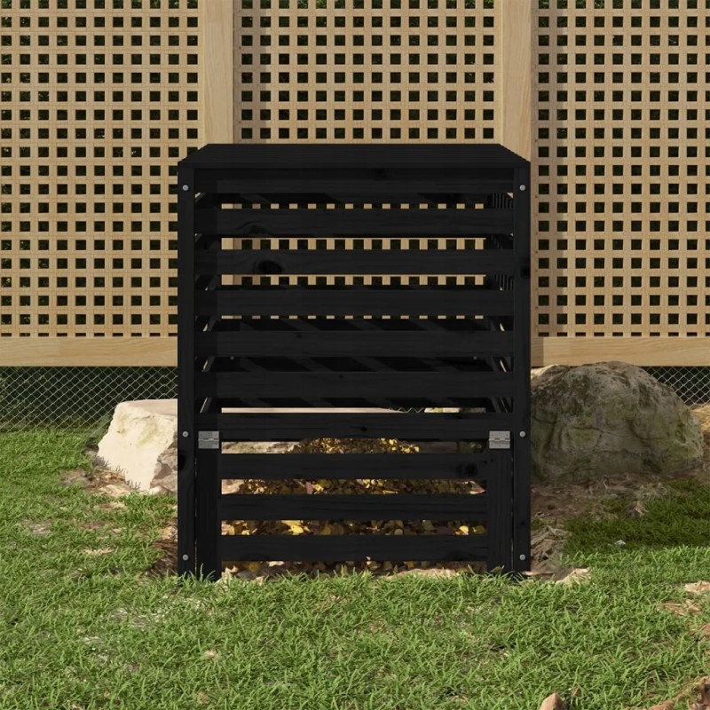 Black composter 82 5x82 5x99 5 cm solid pine wood