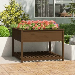 Vidaxl Planter with Shelf Honey Brown 111.5x111.5x81 cm Pinewood