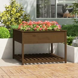 Vidaxl puķu pods ar polkas medus brūns 111 5x111 5x81 cm priedes koks