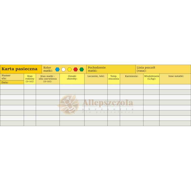 Siūlome bitininkystės kortelę - 1 vnt. - labai geras gaminys įrašymo darbams prie šeimos - atsparus oro sąlygoms, ilgaamžis, pla