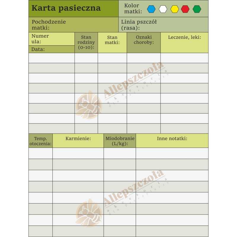 Siūlome bitininkystės kortelę - 1 vnt. - labai geras gaminys įrašymo darbams prie šeimos - atsparus oro sąlygoms, ilgaamžis, pla