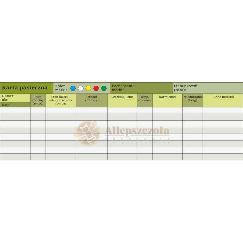Siūlome bitininkystės kortelę - 1 vnt. - labai geras gaminys įrašymo darbams prie šeimos - atsparus oro sąlygoms, ilgaamžis, pla