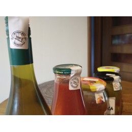 16 vienetų 23x60 mm lipnios juostelės buteliams ir stiklainiams