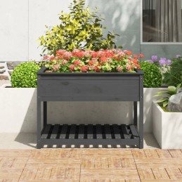 Flowerpot with shelf gray 111 5x111 5x81 cm solid wood