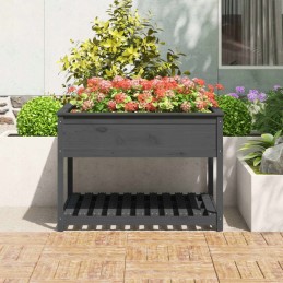Flowerpot with shelf gray 111 5x111 5x81 cm solid wood