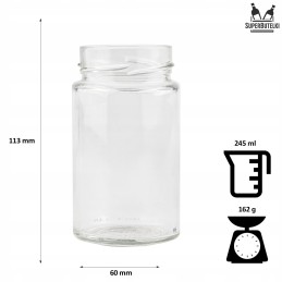 Stiklinis indas avižiniams dribsniams, konservams, medui, 245 ml