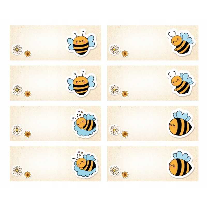 16 vnt lipdukų stiklainiams 40ml 60x23, bičių marginimo juostelės