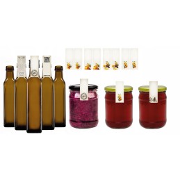 16 vnt lipdukų stiklainiams 40ml 60x23, etiketės su spauda