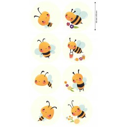 8 vnt bičių lipdukai, laiminga bitė