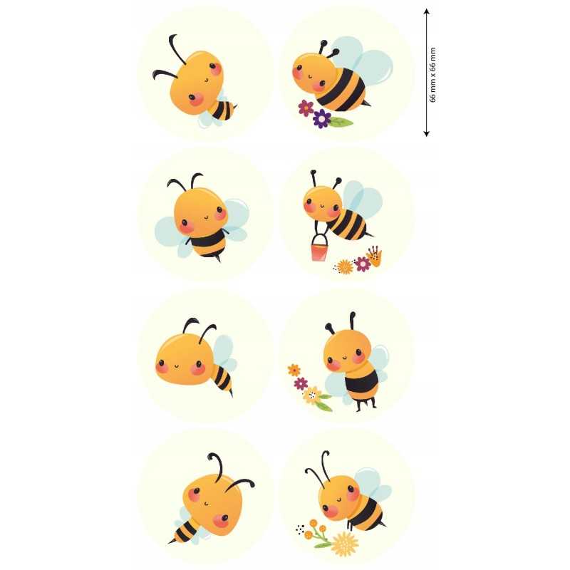 8 vnt bičių lipdukai, laiminga bitė