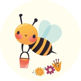 8 vnt bičių lipdukai, laiminga bitė