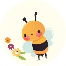 8 vnt bičių lipdukai, laiminga bitė