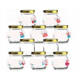 16 vienetų 30x23 mm juostelės 40 ml stiklainiams - Valentino dienos vestuvių staigmena