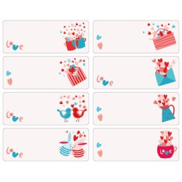 16 vienetų 30x23 mm juostelės 40 ml stiklainiams - Valentino dienos vestuvių staigmena