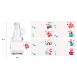 16 vienetų 30x23 mm juostelės 40 ml stiklainiams - Valentino dienos vestuvių staigmena