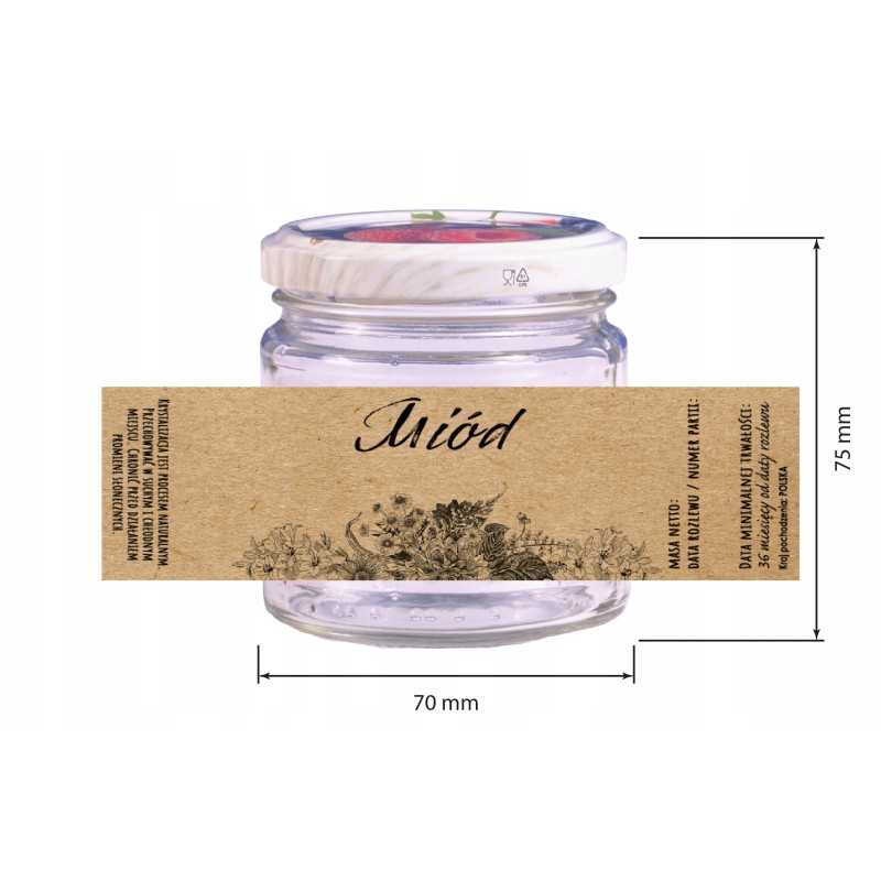 10 vnt 130x36 mažų stiklainių etiketės 200 ml medaus ekologiško stiliaus etiketė