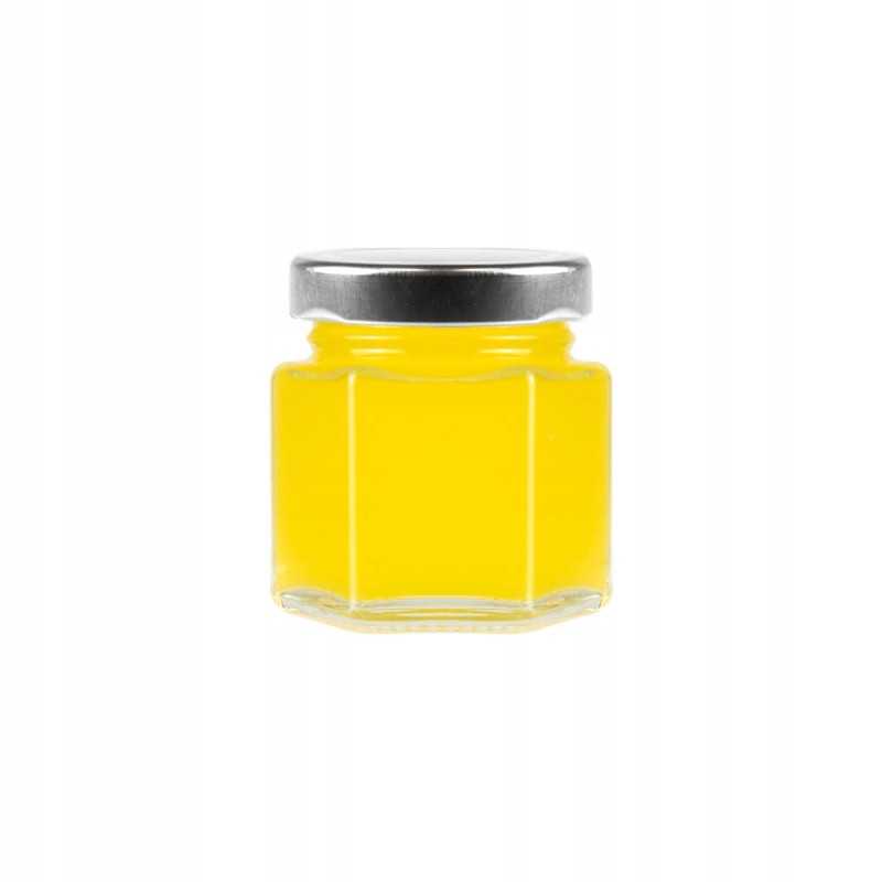 30 ml šešiakampis stiklinis indelis medaus prieskoniams