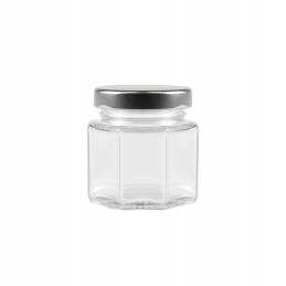 30 ml šešiakampis stiklinis indelis medaus prieskoniams