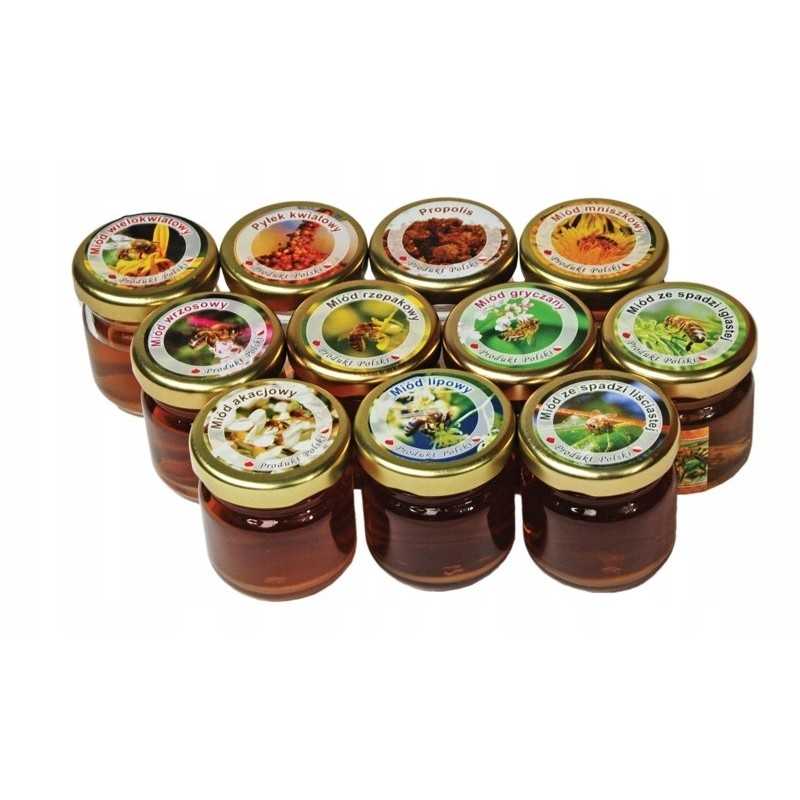 Mini apvalių daugiažiedžių medaus etikečių pakuotė ø37