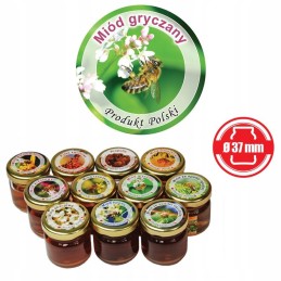 Mini apvalių grikių medaus etikečių pakuotė ø37mm
