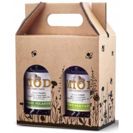 Siūlome dekoratyvinę kartoninę medaus dėžutę 2 315 ml indeliams, puikiai tinka dovanai - labai geras lenkiškas gaminys