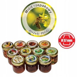 Mini apvalių rapsų medaus etikečių pakuotė ø37mm