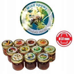 Mini apvalių liepų medaus etikečių pakuotė ø37mm