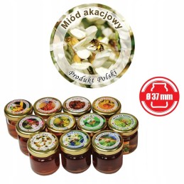 Mini apvalių akacijos medaus etikečių pakuotė ø37mm