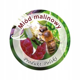 Mini apvalių aviečių medaus etikečių pakuotė ø37mm