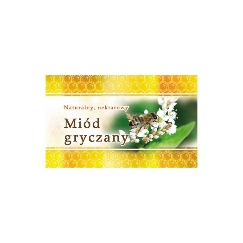 Mini etiketės grikių medui, 100 vnt - em13 raštas