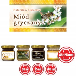 Mini etiketės grikių medui, 100 vnt - em13 raštas