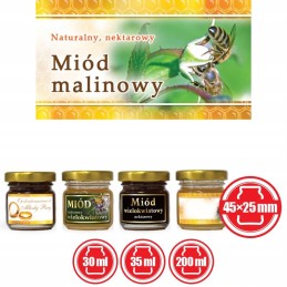 Mini etiketės aviečių medui, 100 vnt - EM20 raštas