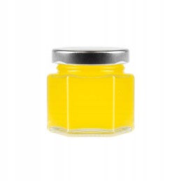 50 ml šešiakampis stiklinis indelis medaus prieskoniams