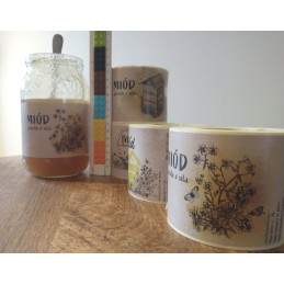 10 vienetų didelių lipnių etikečių medui 135x70