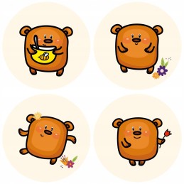 8 vnt 6,6 cm didelio meškiuko lipdukai etiketės meškiuko diena