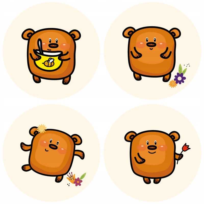 8 vnt 6,6 cm didelio meškiuko lipdukai etiketės meškiuko diena