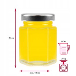 110 ml šešiakampis stiklinis indelis medaus prieskoniams