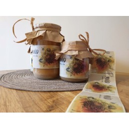 10 vienetų lipnių etikečių 107x65 medaus iš šeimos bityno