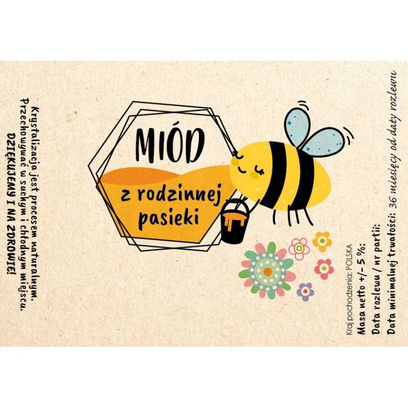 10 vnt didelių etikečių 107x75 lipdukai - medus iš šeimos bityno